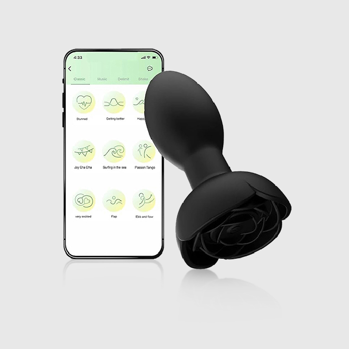 Anal Vibrator Remote Control Rose Sex Toy for Men Women Black