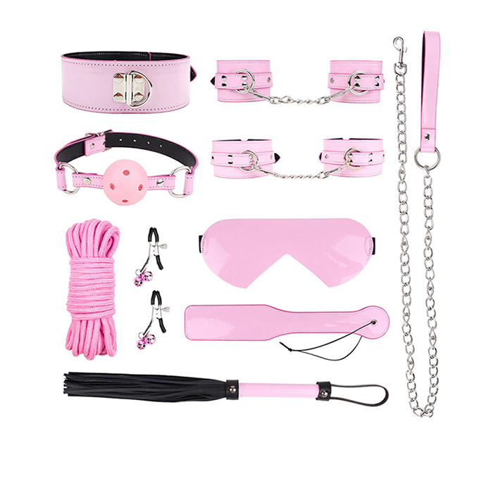 BDSM 10pcs Pink Luxury Leather Kit Pink