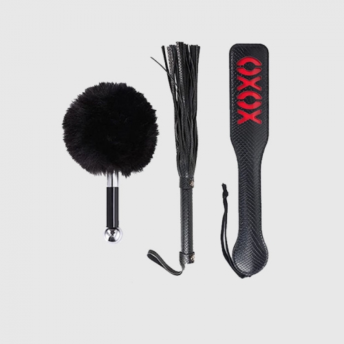 Lovers Kits Whip Spank Tickle Set Black