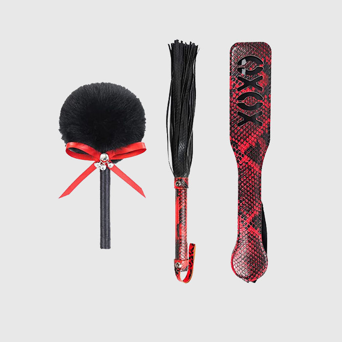Lovers Kits Whip Spank Tickle Set Red