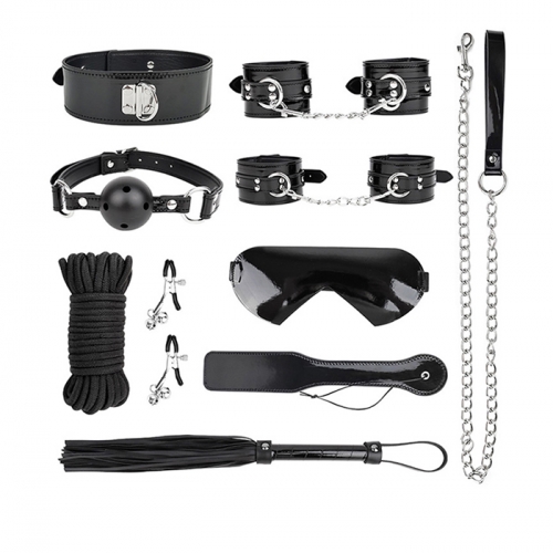 10 PCs Bondage BDSM Restraint Kit Black