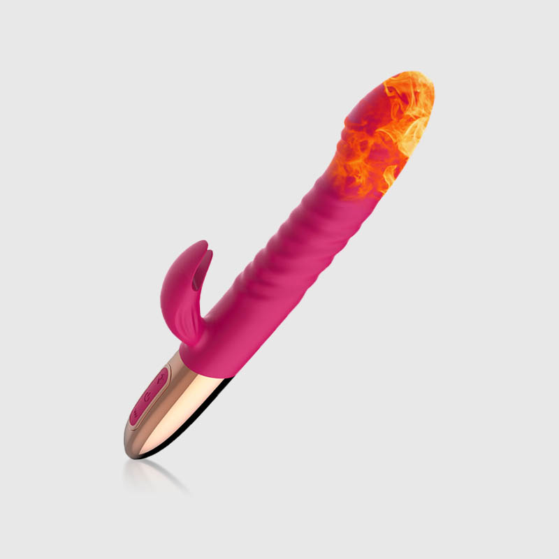 Thrusting Telescopic Gspot Rabbit Vibrator in Rose Red