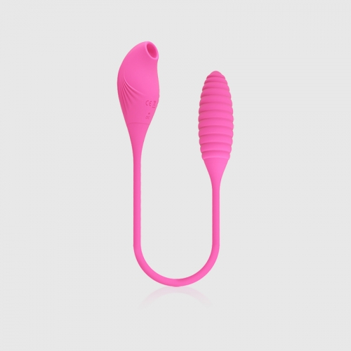 3 In 1 Waterproof Clitoris Sucking Gspot Play Dual Heads Sex Vibrator in Pink