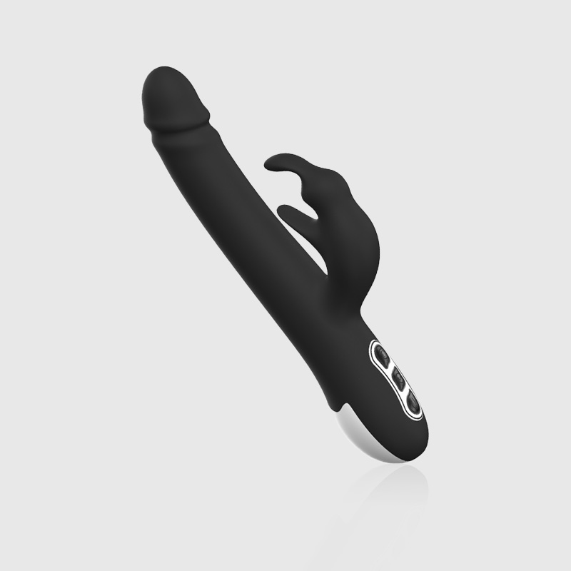 Alvin Rotatable Silicone Rabbit Vibrator in Black